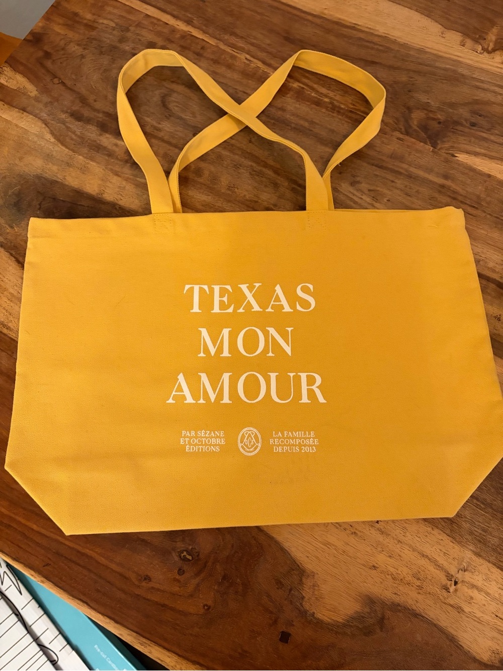 Sezane Yellow 'Texas Mon Amour' Canvas Tote